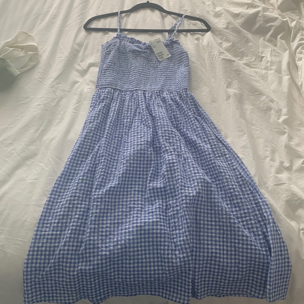 SOLD HM blue checkered midi dress